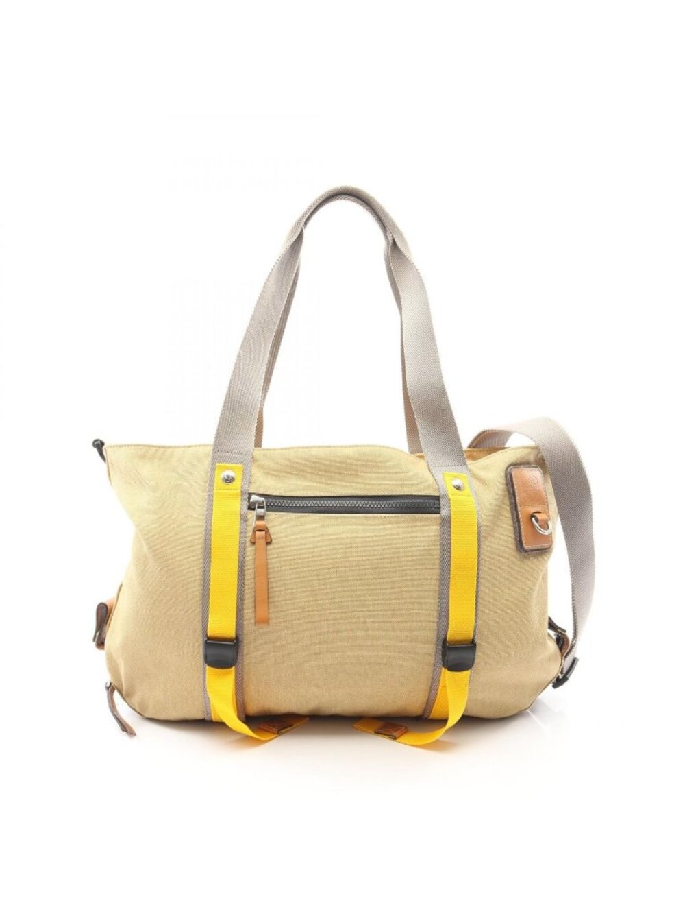 Loewe Tote Bag Eye Nature Eln 2-Way Beige Yellow Gray Canvas Leather
